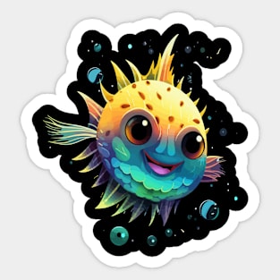 Puffer Fish Happiness Sticker